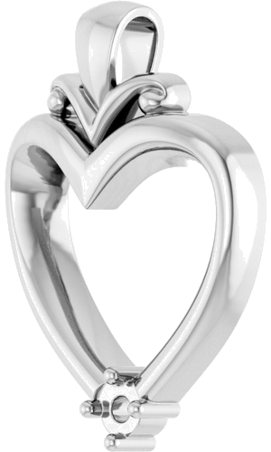 Sterling Silver 1-Stone Family Heart Pendant Mounting (2)