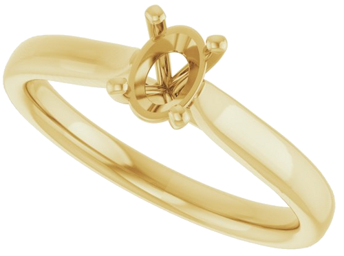 Sužadėtuvių Žiedas „Solitaire“ 585 Geltonojo Aukso Oval 6mm x 4mm (5)