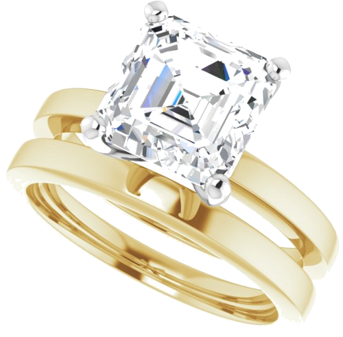 Sužadėtuvių Žiedas „Solitaire“ 585 Baltojo Ir Geltonojo Aukso Asscher 8mm (10)