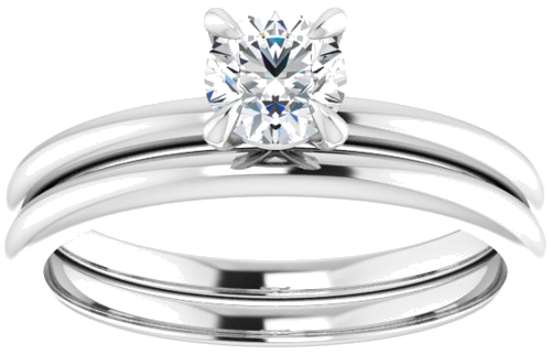 Sužadėtuvių Žiedas „Solitaire“ 10k white gold Round 4.8mm (8)