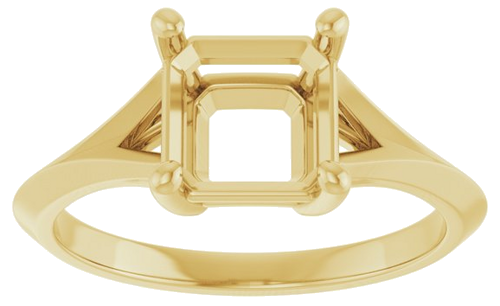 Sužadėtuvių Žiedas „Solitaire Split Shank“ 14k yellow gold Asscher 7mm (3)