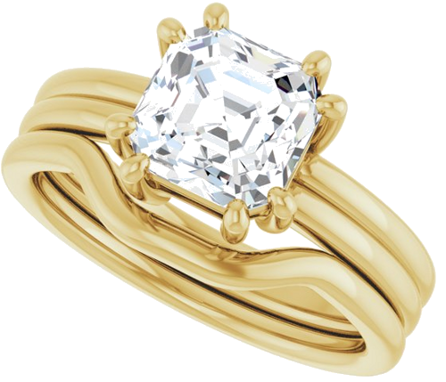 Sužadėtuvių Žiedas „Solitaire“ 14k yellow gold Asscher 7mm (10)