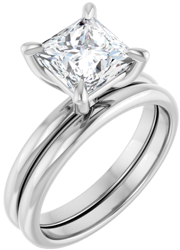 Sužadėtuvių Žiedas „Solitaire“ 10k white gold Square 7mm (6)