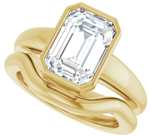 Sužadėtuvių Žiedas „Bezel-Set Solitaire“ 14k yellow gold Emerald 10mm x 7mm (10)