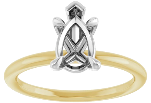Sužadėtuvių Žiedas „Claw-Prong Solitaire“ 14k yellow/white gold Pear 9mm x 6mm (3)