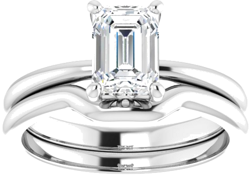 Sužadėtuvių Žiedas „Solitaire“ 585 Baltojo Aukso Emerald 7mm x 5mm (8)