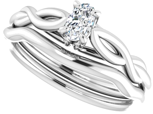 Sužadėtuvių Žiedas „Solitaire Sculptural“ 10k white gold Oval 5mm x 3mm (10)