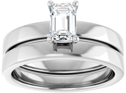 Sužadėtuvių Žiedas „Solitaire“ 14k white gold Emerald 6mm x 4mm (8)
