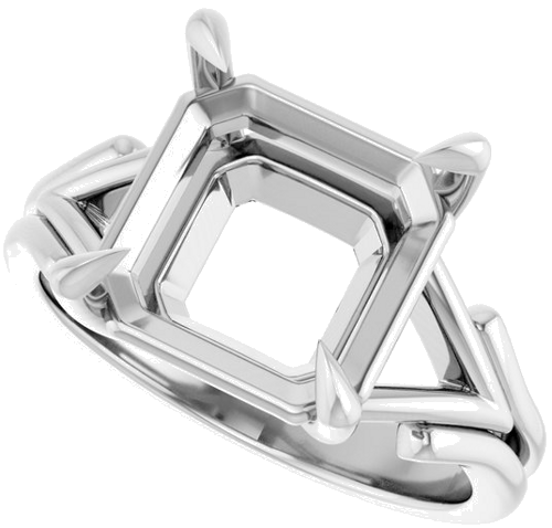 Sužadėtuvių Žiedas „Solitaire“ 585 Baltojo Aukso Asscher 10mm (5)