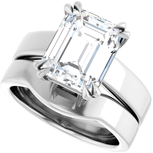 14K White 10x8 mm Emerald Engagement Ring Mounting (8)