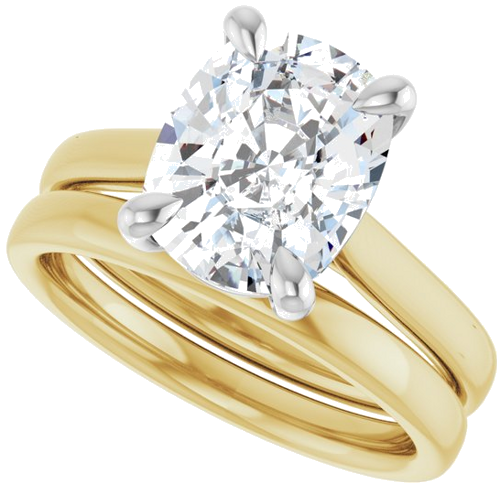 Sužadėtuvių Žiedas „Claw-Prong Solitaire“ 14k yellow/white gold Elongated Cushion 10mm x 8mm (10)