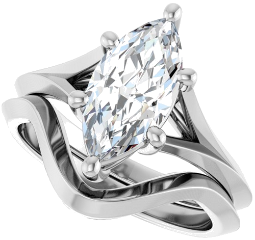 Sužadėtuvių Žiedas „Solitaire Split Shank“ 14k white gold Marquise 12mm x 6mm (10)