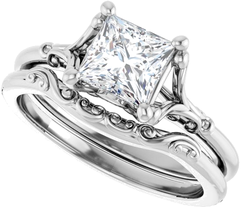 14K White 5.5 mm Square Solitaire Engagement Ring Mounting (10)