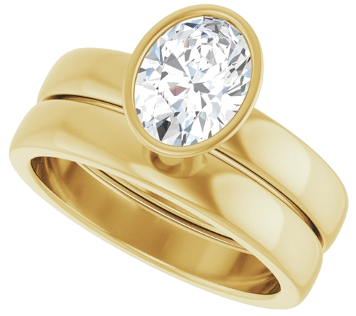 Sužadėtuvių Žiedas „Bezel-Set Solitaire“ 14k yellow gold Oval 8mm x 6mm (10)