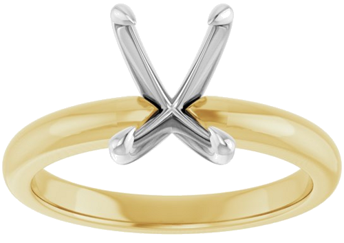 14K Yellow White 8x6 mm Emerald Solitaire Engagement Ring Mounting (3)