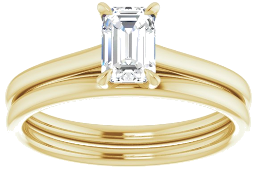 14K Yellow  6x4 mm Emerald Solitaire Engagement Ring Mounting (8)