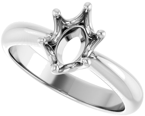 Sužadėtuvių Žiedas „Solitaire Crown-Inspired“ 14k white gold Oval 8mm x 6mm (5)