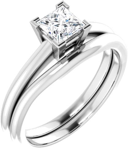 Sužadėtuvių Žiedas „V-End Prong“ 14k white gold Square 4.5mm (6)
