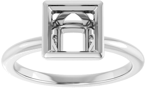 Sužadėtuvių Žiedas „Bezel-Set“ 14k white gold Square 6.5mm (3)