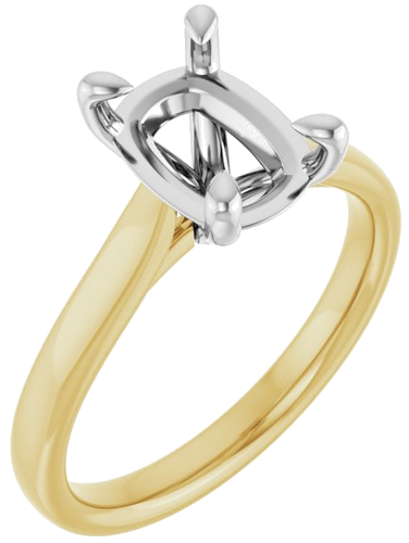 Sužadėtuvių Žiedas „Claw-Prong Solitaire“ 14k yellow/white gold Elongated Cushion 9mm x 7mm (1)
