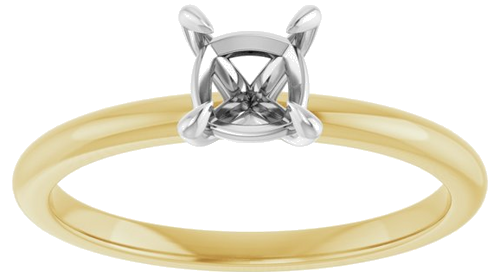 Sužadėtuvių Žiedas „Solitaire“ 14k yellow/white gold Cushion 5mm (3)