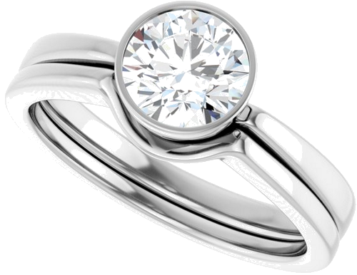 Sužadėtuvių Žiedas „Bezel-Set Solitaire“ 585 Baltojo Aukso Round 6.5mm (10)