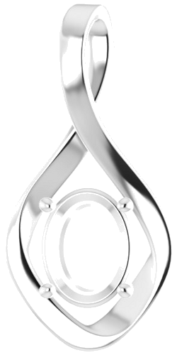 14K White  9x7 mm Oval Pendant Mounting (1)