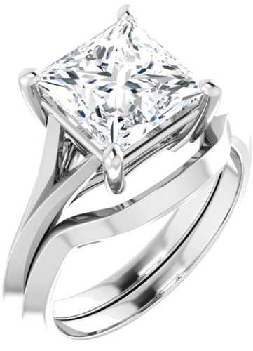 Sužadėtuvių Žiedas „Solitaire Split Shank“ 14k white gold Square 8mm (6)