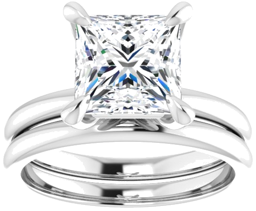 Sužadėtuvių Žiedas „Solitaire“ 585 Baltojo Aukso Square 7.5mm (8)