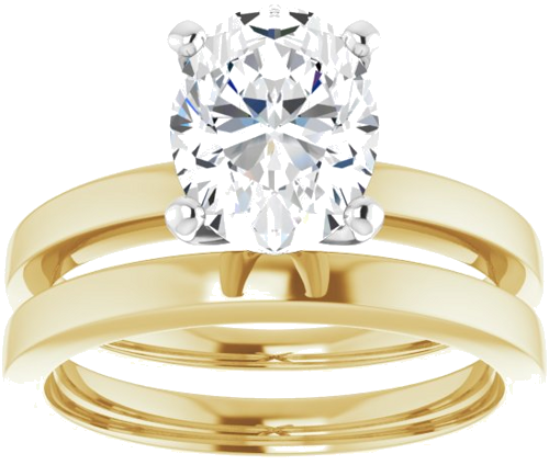 Sužadėtuvių Žiedas „Solitaire“ 585 Baltojo Ir Geltonojo Aukso Oval 9mm x 7mm (8)