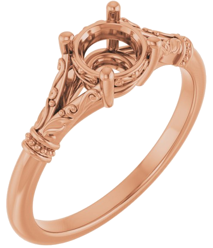 Sužadėtuvių Žiedas „Sculptural“ 14k rose gold Round 5.8mm (1)