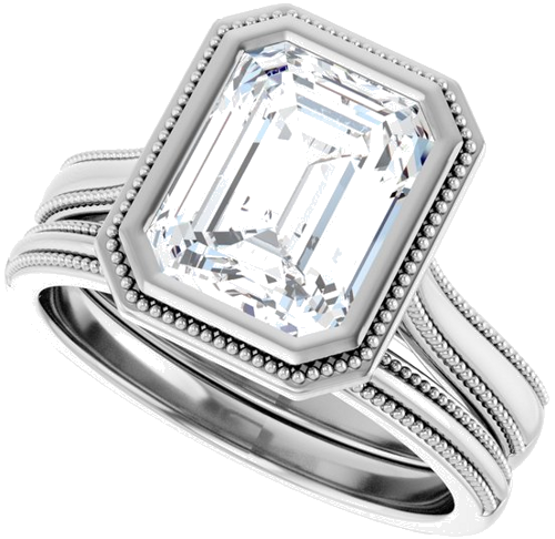 Sužadėtuvių Žiedas „Solitaire“ 585 Baltojo Aukso Emerald 9mm x 7mm (10)