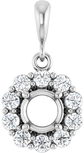 Pakabukas „Halo-Style“ 14k white gold Round 5.2mm (1)