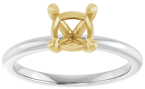 14K White Yellow 6x6 mm Cushion Solitaire Engagement Ring Mounting (3)