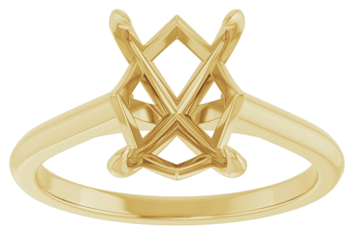 14K Yellow 9x7 mm Emerald Solitaire Engagement Ring Mounting (3)