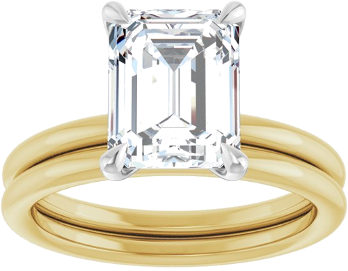 Sužadėtuvių Žiedas „Claw-Prong Solitaire“ 14k yellow/white gold Emerald 9mm x 7mm (8)