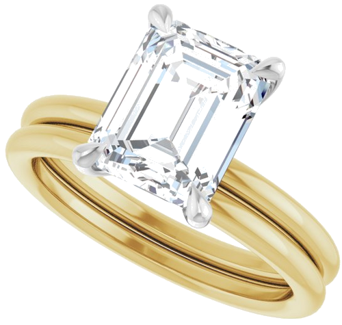 Sužadėtuvių Žiedas „Claw-Prong Solitaire“ 14k yellow/white gold Emerald 9mm x 7mm (10)
