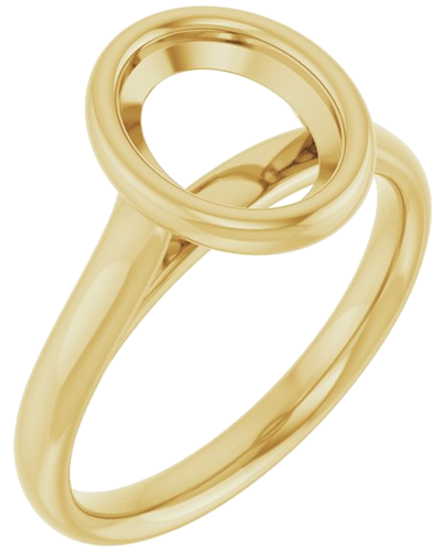 Sužadėtuvių Žiedas „Bezel-Set Solitaire“ 750 Geltonojo Aukso Oval 9mm x 7mm (1)