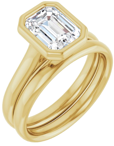 10K Yellow  8x6 mm Emerald Solitaire Engagement Ring Mounting (6)