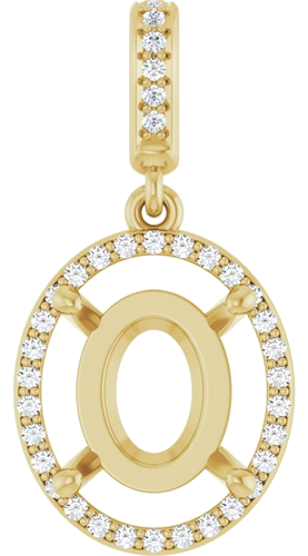 Pakabukas „Accented Halo-Style“ 14k yellow gold Oval 11mm x 9mm (1)