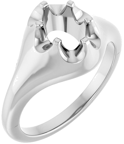 10K White 7x5 mm Oval Solitaire Engagement Ring Mounting (1)