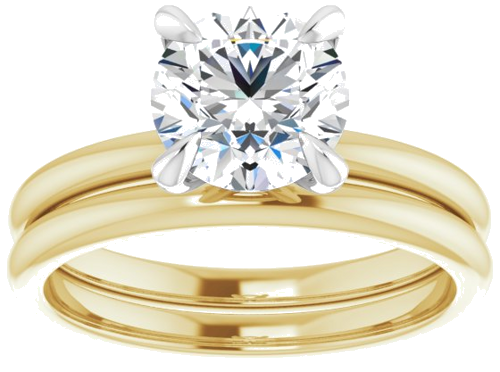 Sužadėtuvių Žiedas „Solitaire“ 585 Baltojo Ir Geltonojo Aukso Round 7.4mm (8)