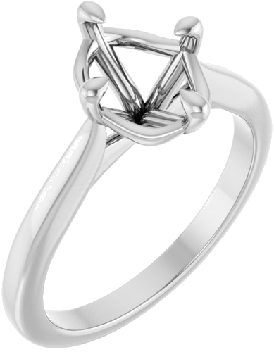 Sužadėtuvių Žiedas „Solitaire“ 14k white gold Elongated Cushion 9mm x 7mm (1)