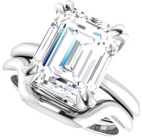 Sužadėtuvių Žiedas „Double Claw-Prong Solitaire“ 14k white gold Emerald 11mm x 9mm (10)