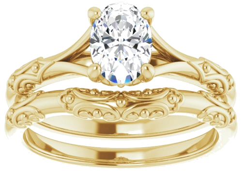 Sužadėtuvių Žiedas „Solitaire Sculptural“ 14k yellow gold Oval 7mm x 5mm (8)