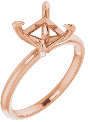 14K Rose  6.5x6.5 mm Square Solitaire Engagement Ring Mounting (1)
