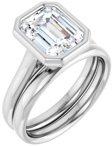 Platinum  9x7 mm Emerald Solitaire Engagement Ring Mounting (6)