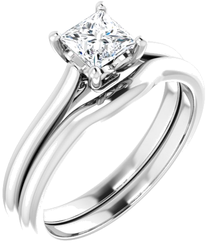 14K White 4.5 mm Square Solitaire Engagement Ring Mounting (6)