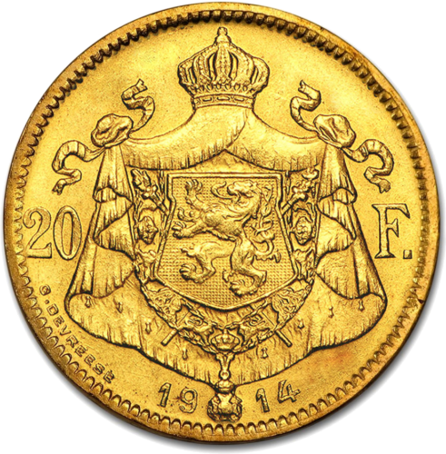 20 francs Albert I Kingdom of Belgium gold coin (2)