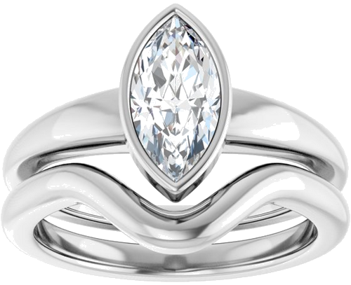 Sužadėtuvių Žiedas „Bezel-Set Solitaire“ 14k white gold Marquise 10mm x 5mm (8)